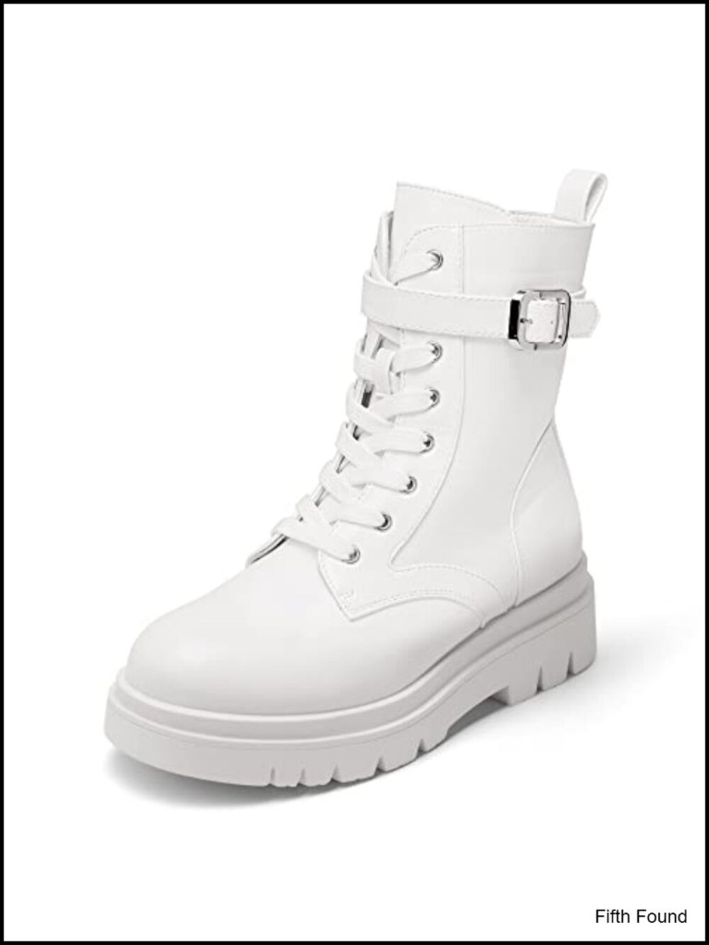 Women's Combat Platform Ankle Boots Faux Leather Zip Up